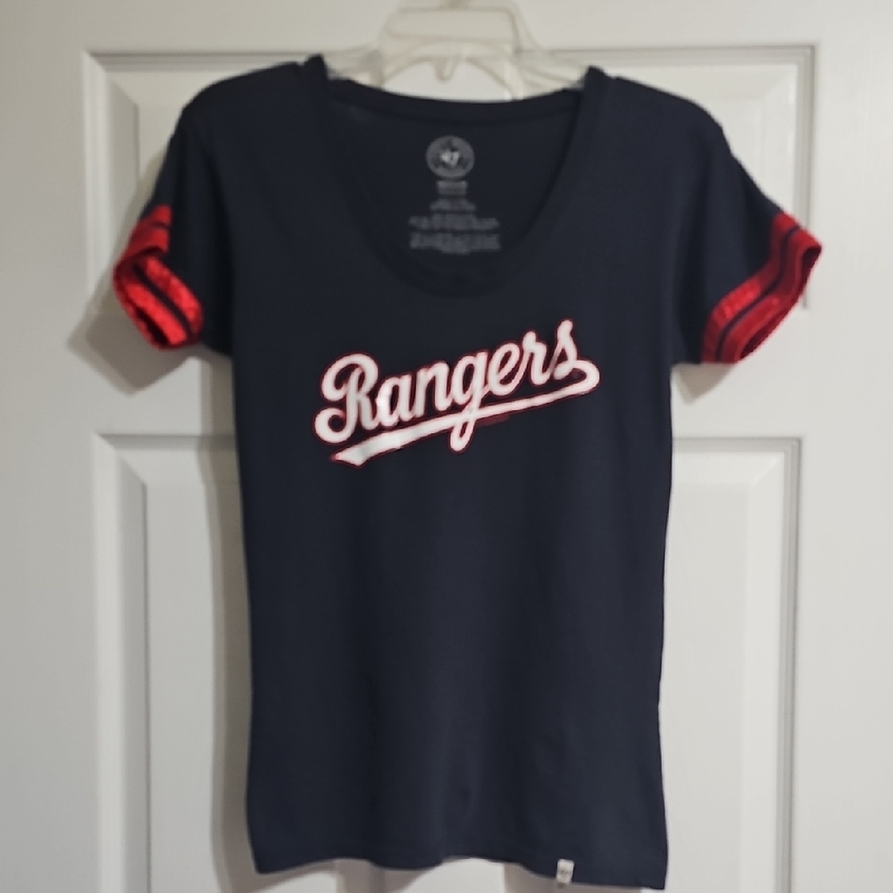 Rangers Women's Medium Navy and Red T-Shirt